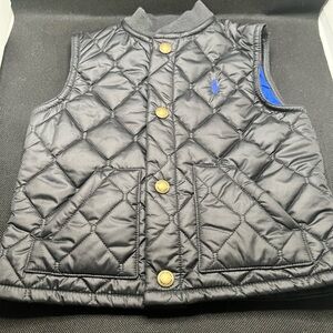 NWT Ralph Lauren 12 mo black quilted vest, blue lining.  Perfect
